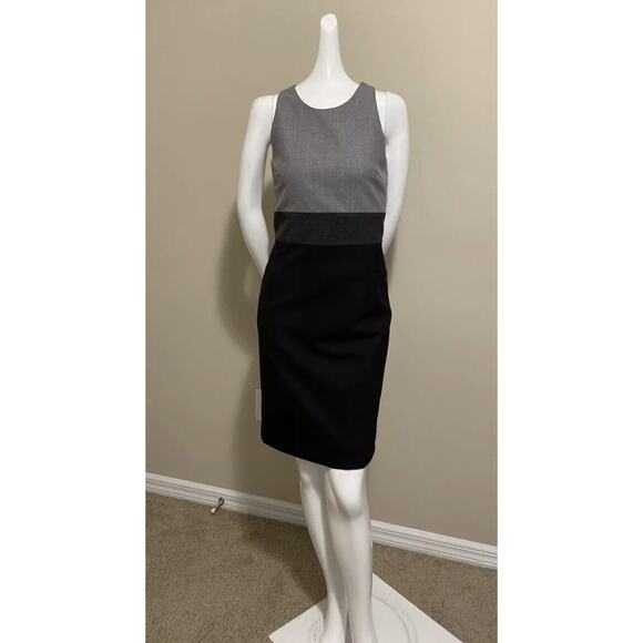 PINK TARTAN COLORBLOCK SHEATH DRESS SIZE 6 Wool Blend Career Sleeveless Lined - Picture 1 of 7